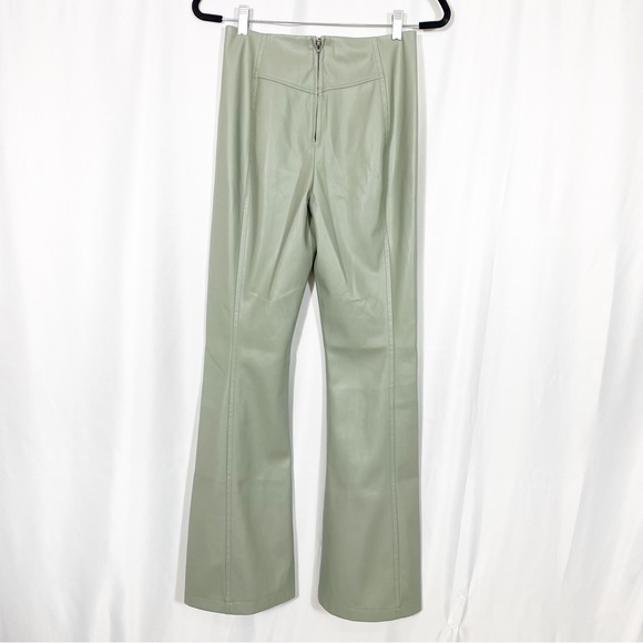 NEW Free People Real Deal Slit Flare Vegan Faux Leather High Rise Pants: Green - Picture 4 of 10